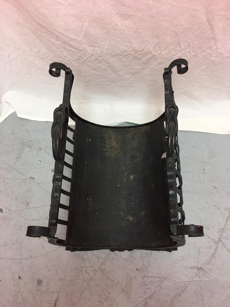 English Iron Fireplace Wood Basket, Early 20th Century at 1stDibs