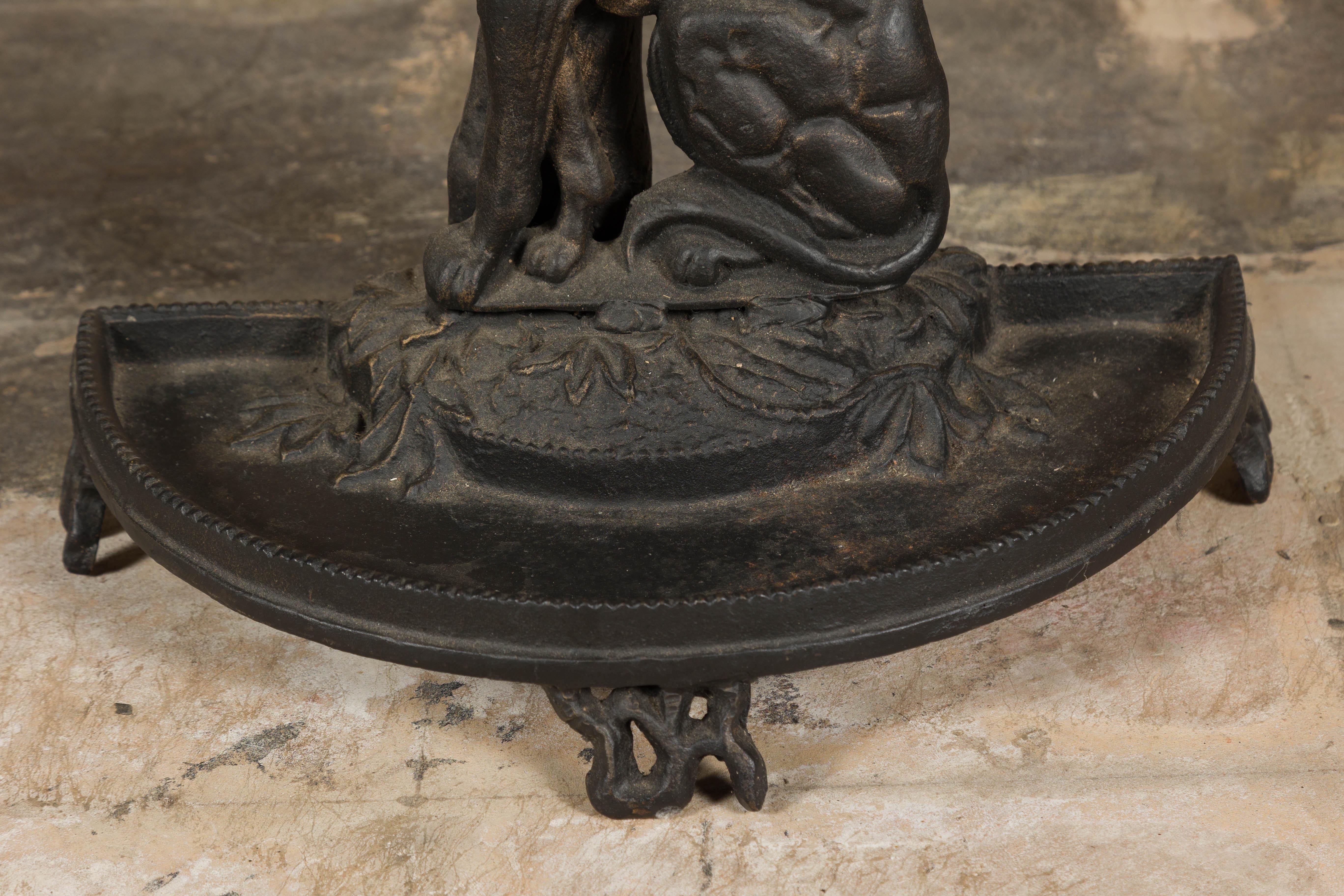 English Iron Umbrella Stand Depicting a Dog Sitting in front of a Tree For Sale 6