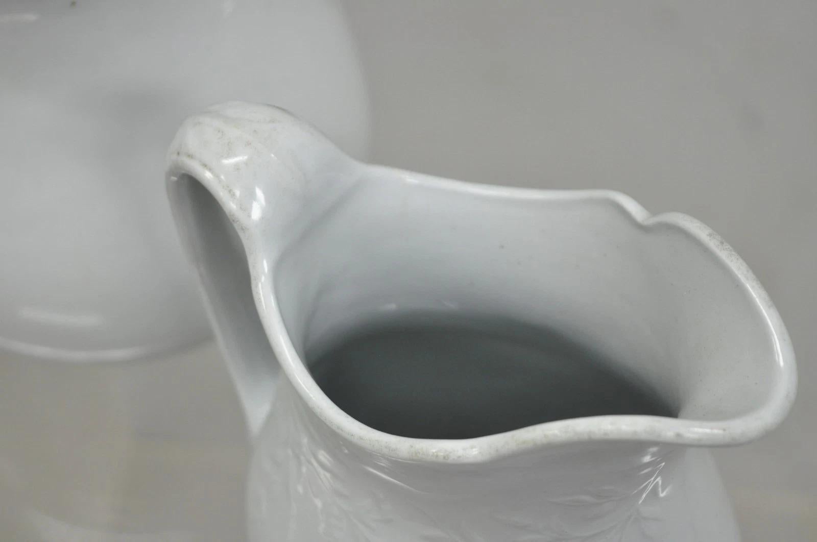 20th Century English Ironstone Imperial Hope & Carter Burgess Goddard Water Pitchers Set of 2 For Sale