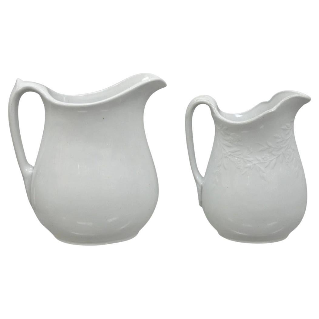 English Ironstone Imperial Hope & Carter Burgess Goddard Water Pitchers Set of 2 For Sale