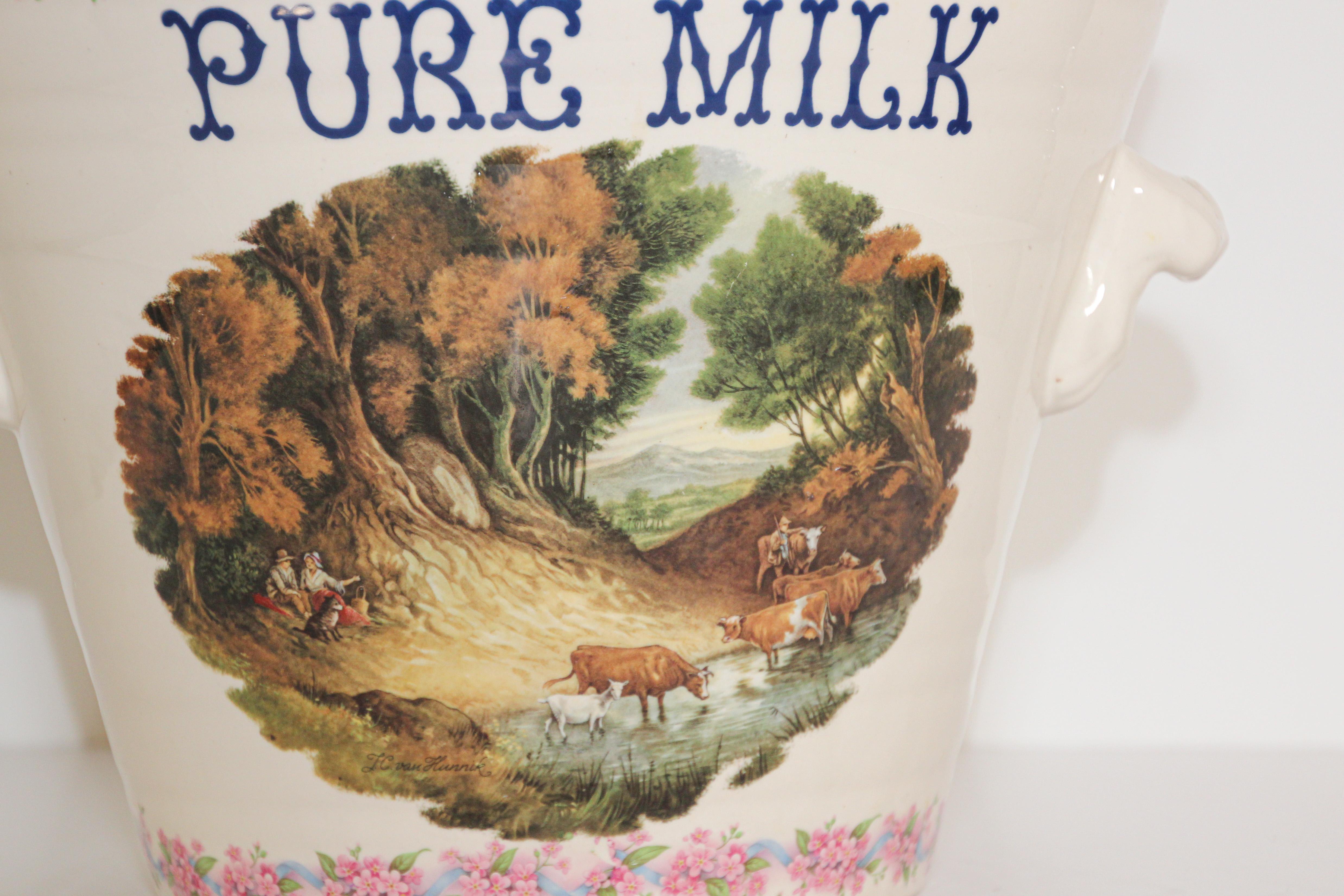 English Ironstone Pure Milk Pail with Farm Scene 6