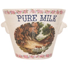 English Ironstone Pure Milk Pail with Farm Scene