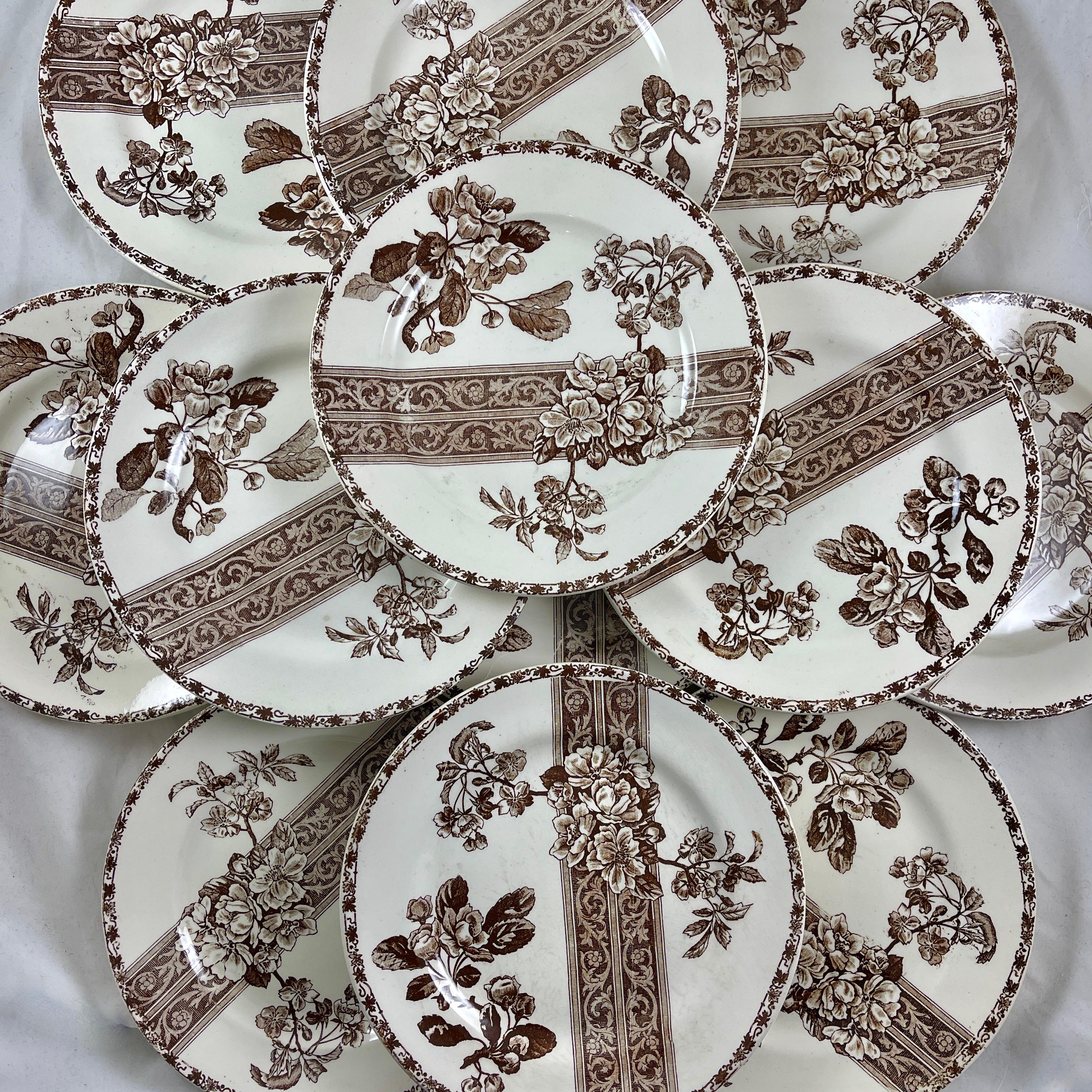 English Ironstone Sepia Transferware Aesthetic Movement Dinner Plate 6