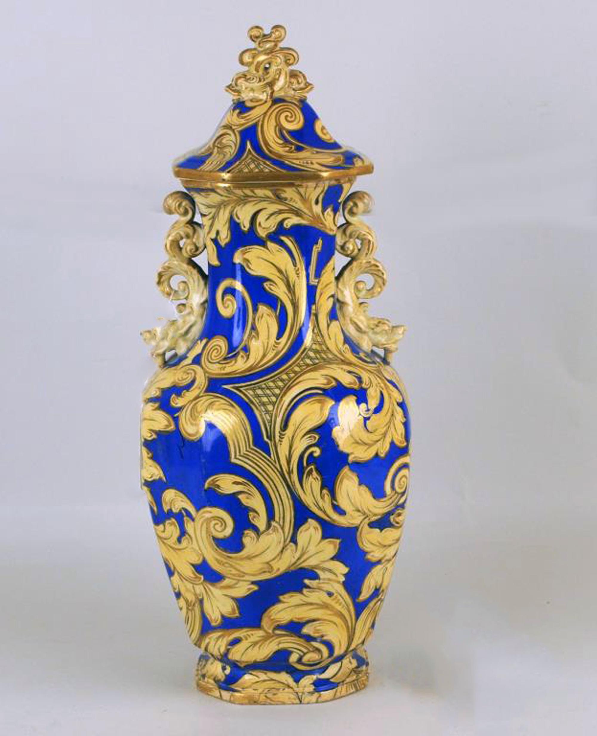 Early Victorian English Ironstone Vase and Cover, Morley Ashworth Ironstone For Sale