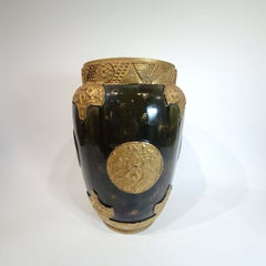 English Irridescent Pottery Vase Aesthetic Persian Motif