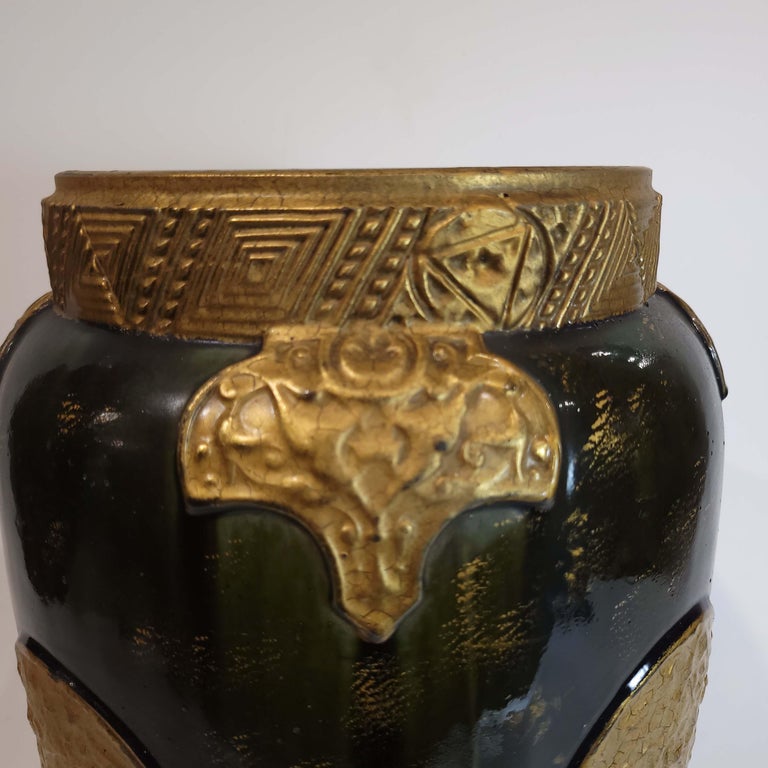 English Irridescent Pottery Vase Aesthetic Persian Motif In Good Condition For Sale In New York, NY