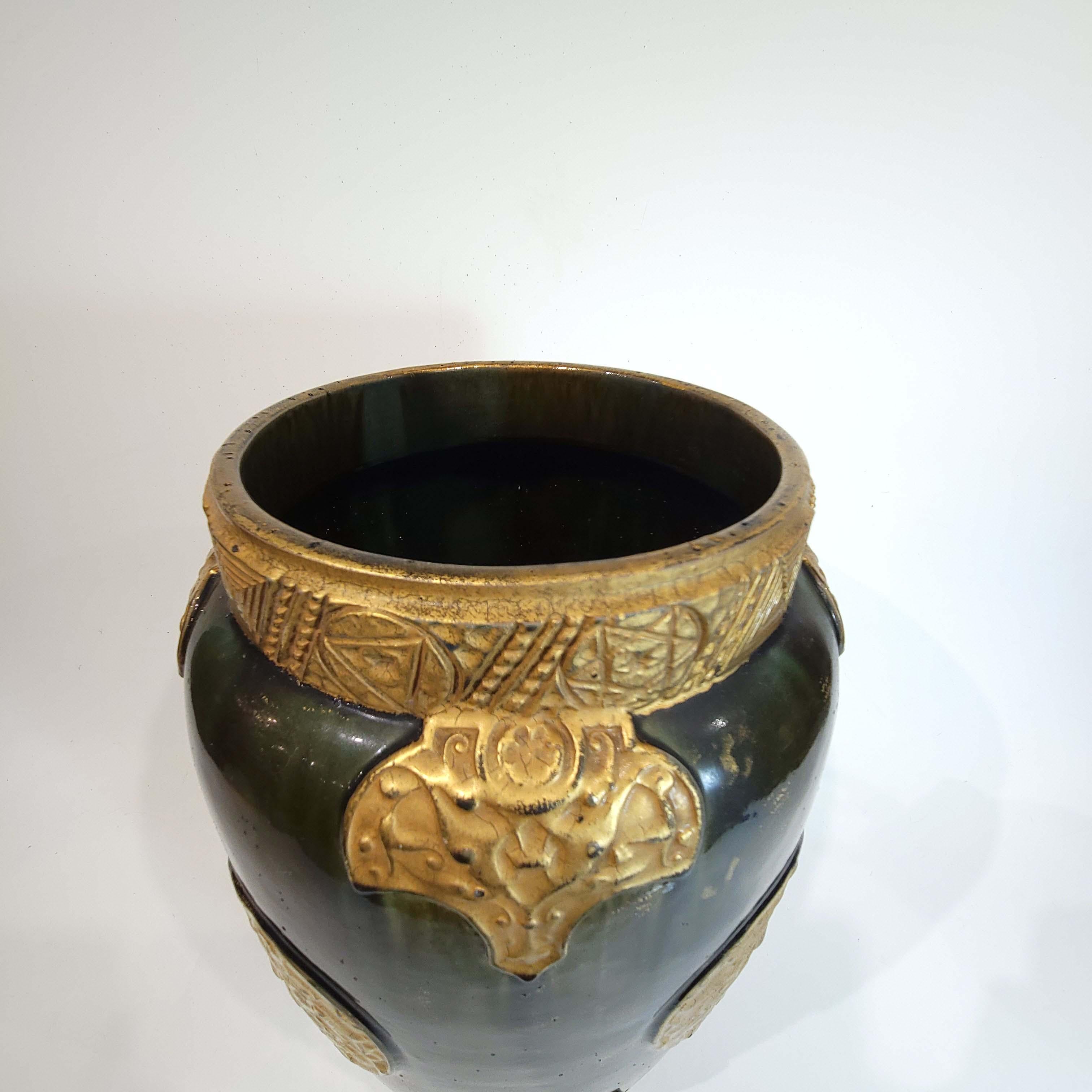 English Irridescent Pottery Vase Aesthetic Persian Motif In Good Condition For Sale In New York, NY