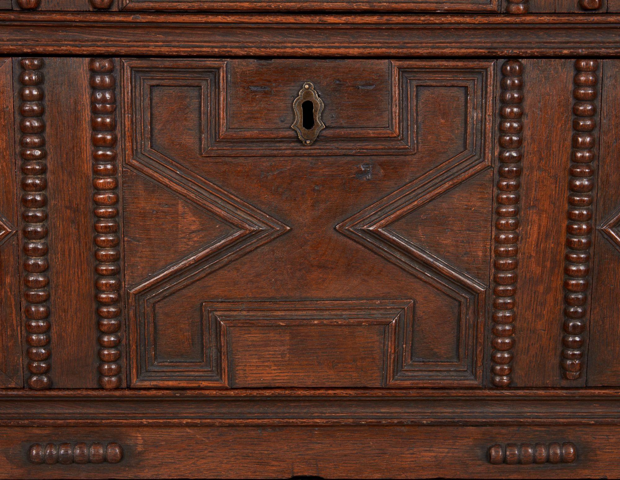English Jacobean Geometric Molded Chest For Sale 4