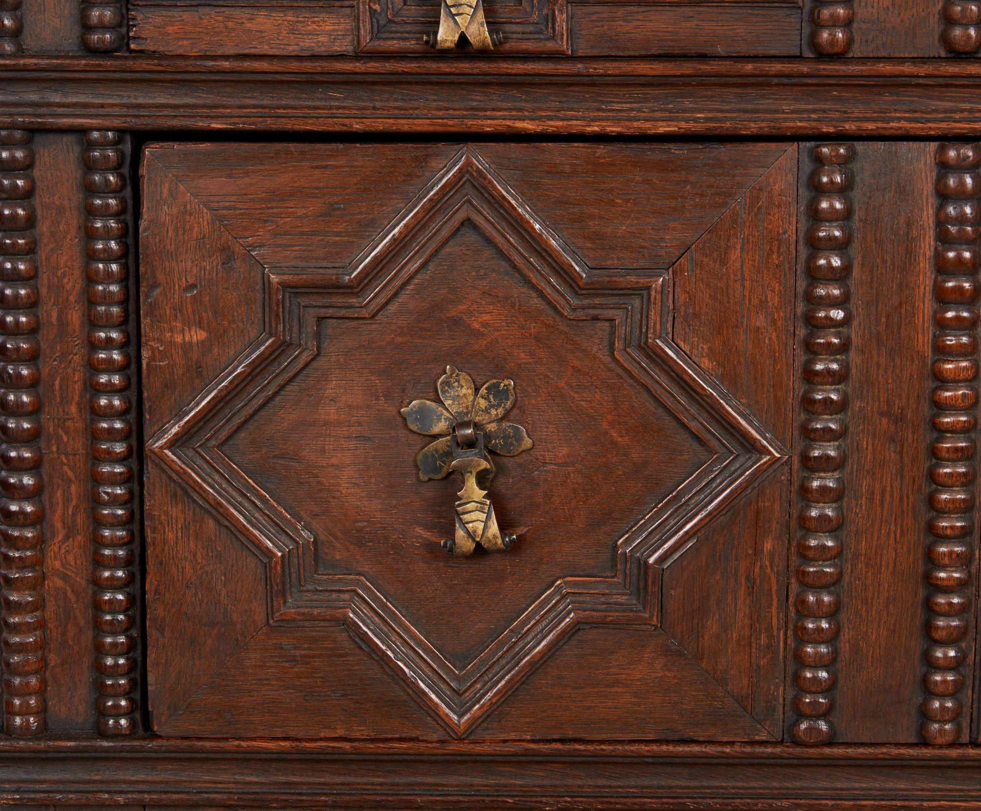 English Jacobean Geometric Molded Chest For Sale 5