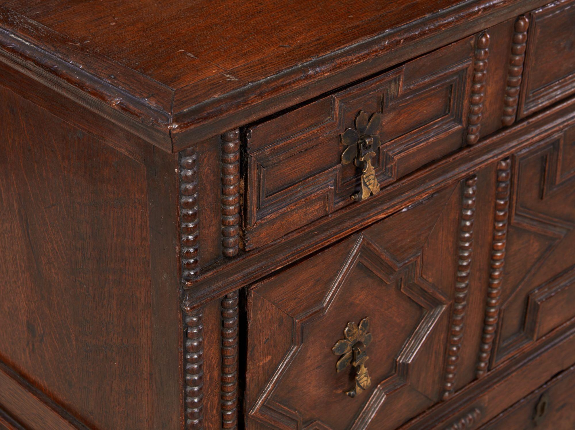 English Jacobean Geometric Molded Chest For Sale 6