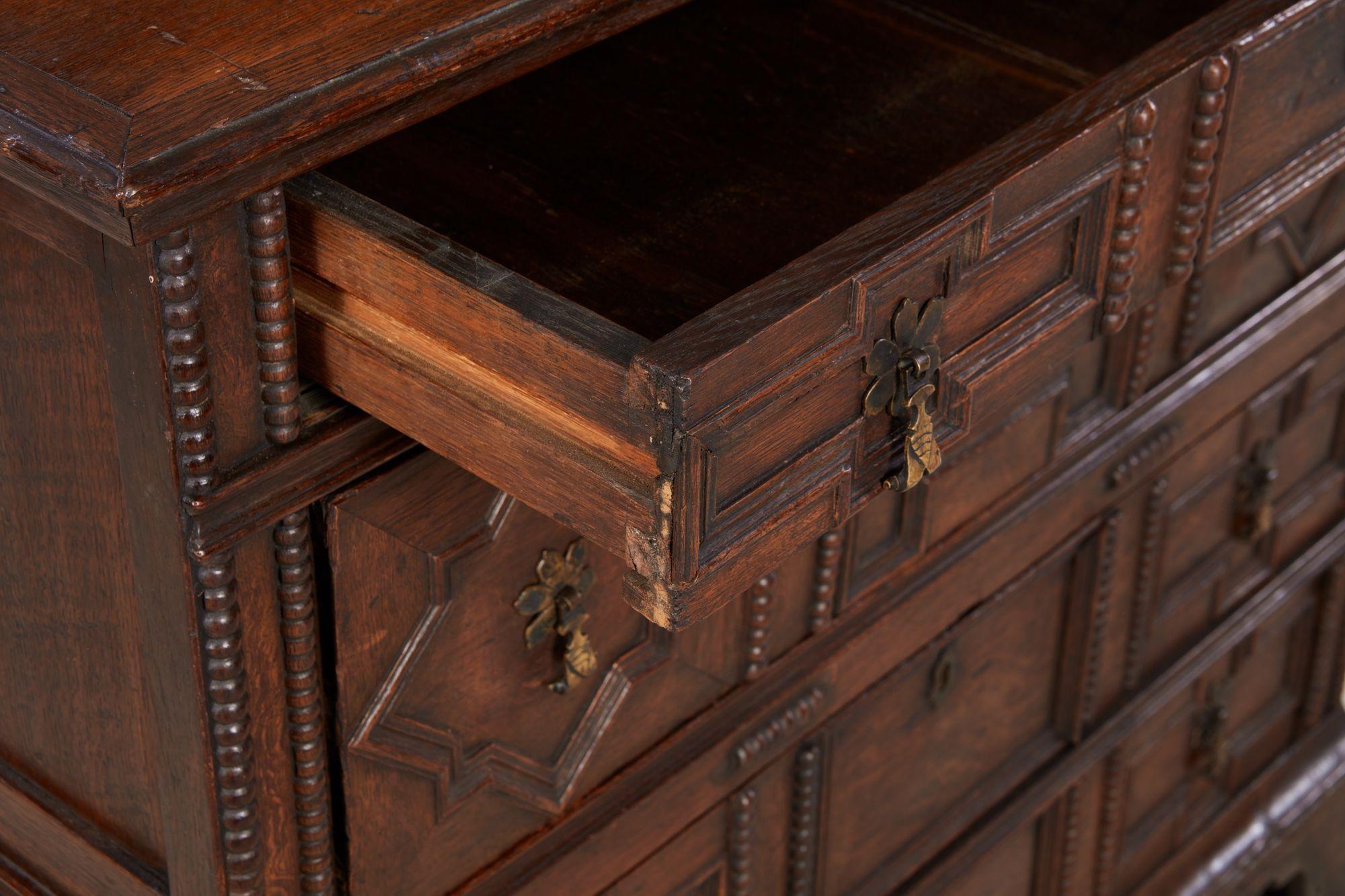English Jacobean Geometric Molded Chest For Sale 7