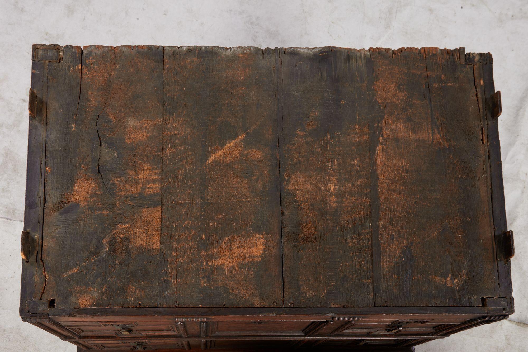 English Jacobean Geometric Molded Chest For Sale 9