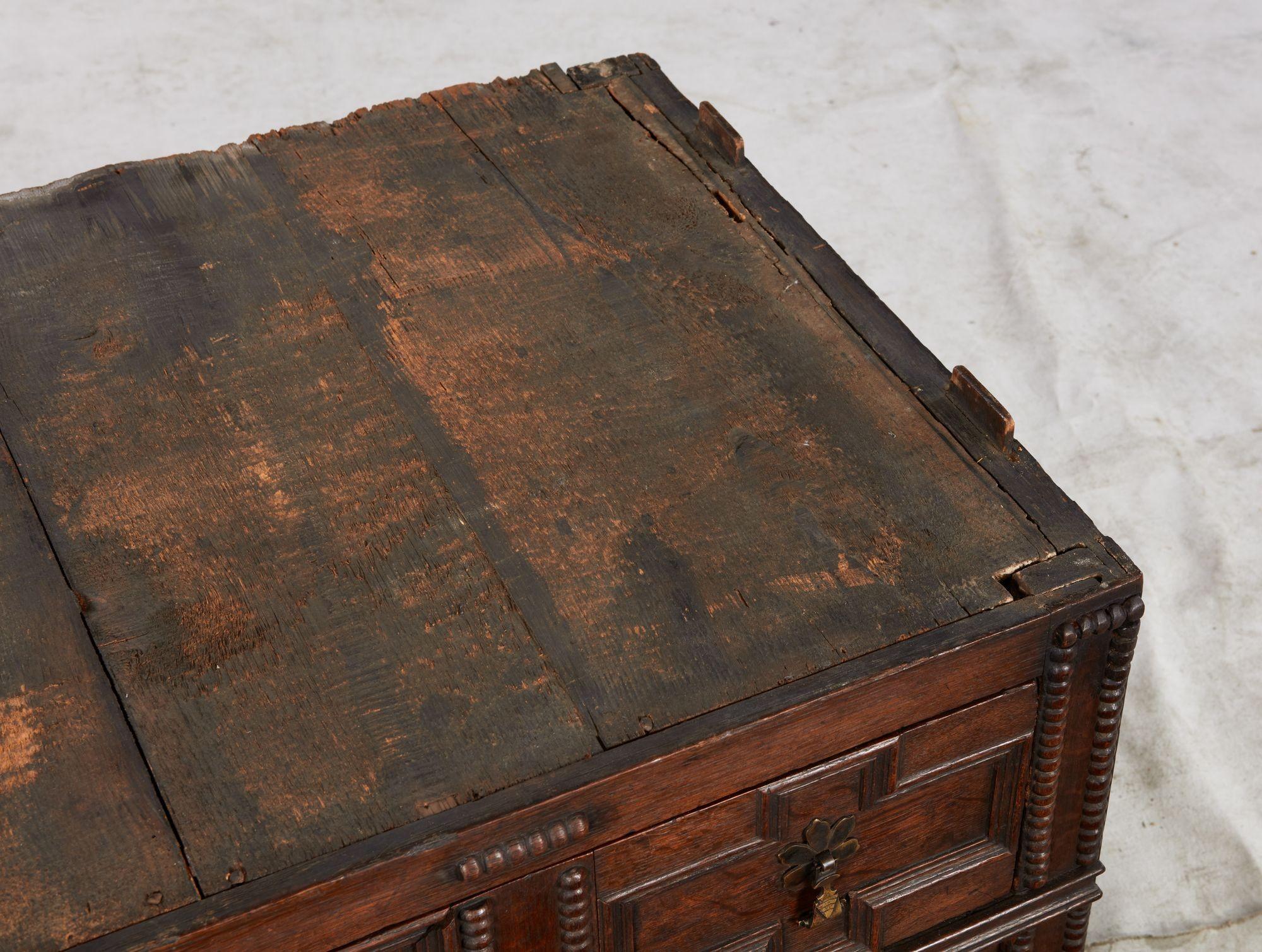 English Jacobean Geometric Molded Chest For Sale 10