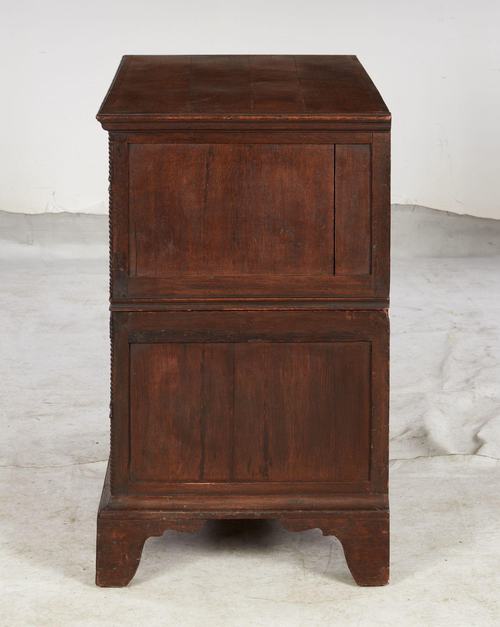 Oak English Jacobean Geometric Molded Chest For Sale