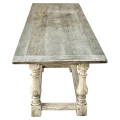 English Jacobean Style Bleached Oak Dining Table, Late 19th Century