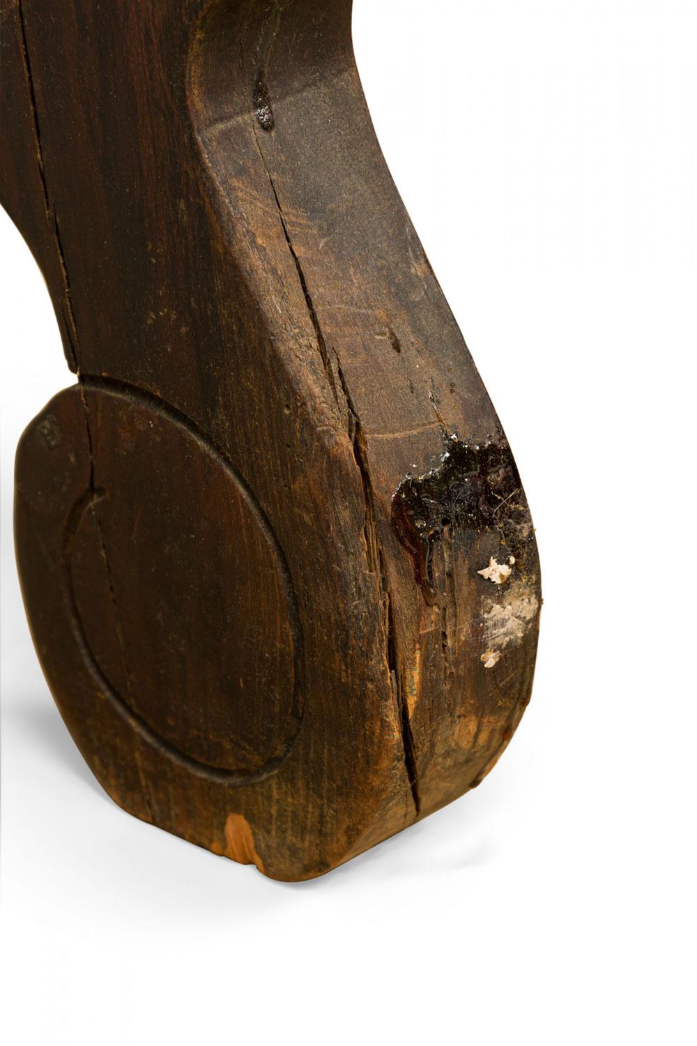 English Jacobean-Style Carved Mahogany Leather Top Console Table For Sale 5