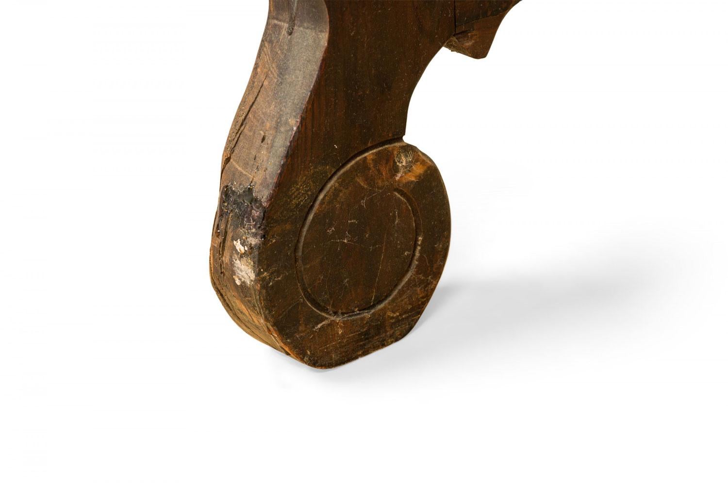 English Jacobean-Style Carved Mahogany Leather Top Console Table For Sale 4