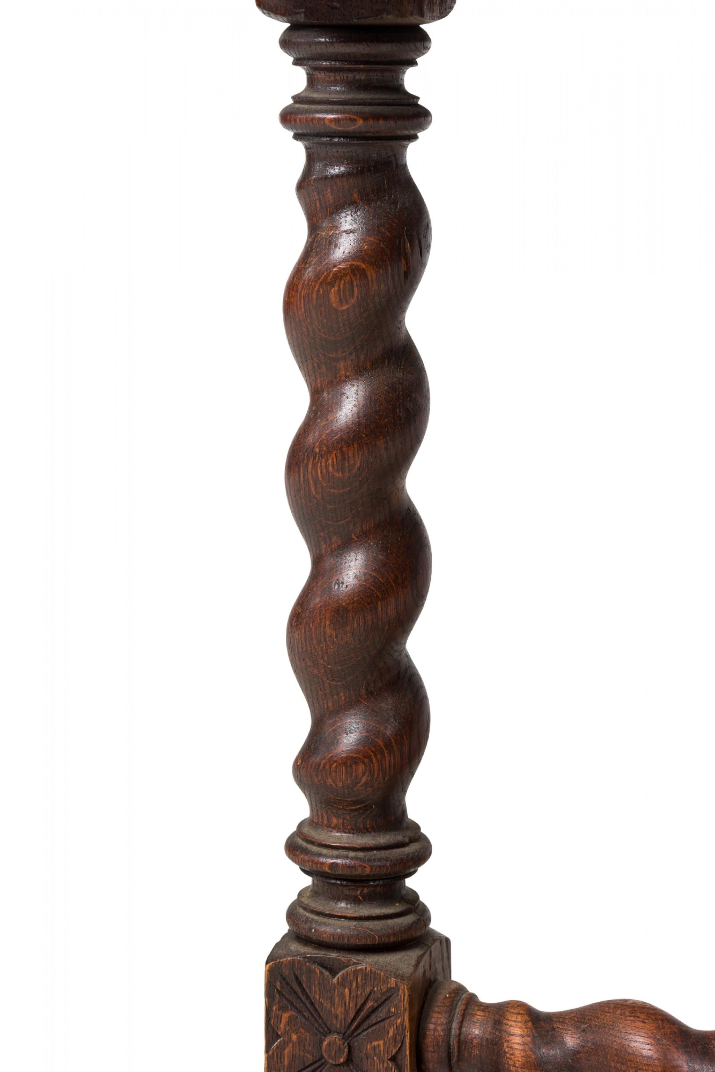 English Jacobean-Style Carved Spiral Turned Leg Octagonal Occasional/Side Table For Sale 4