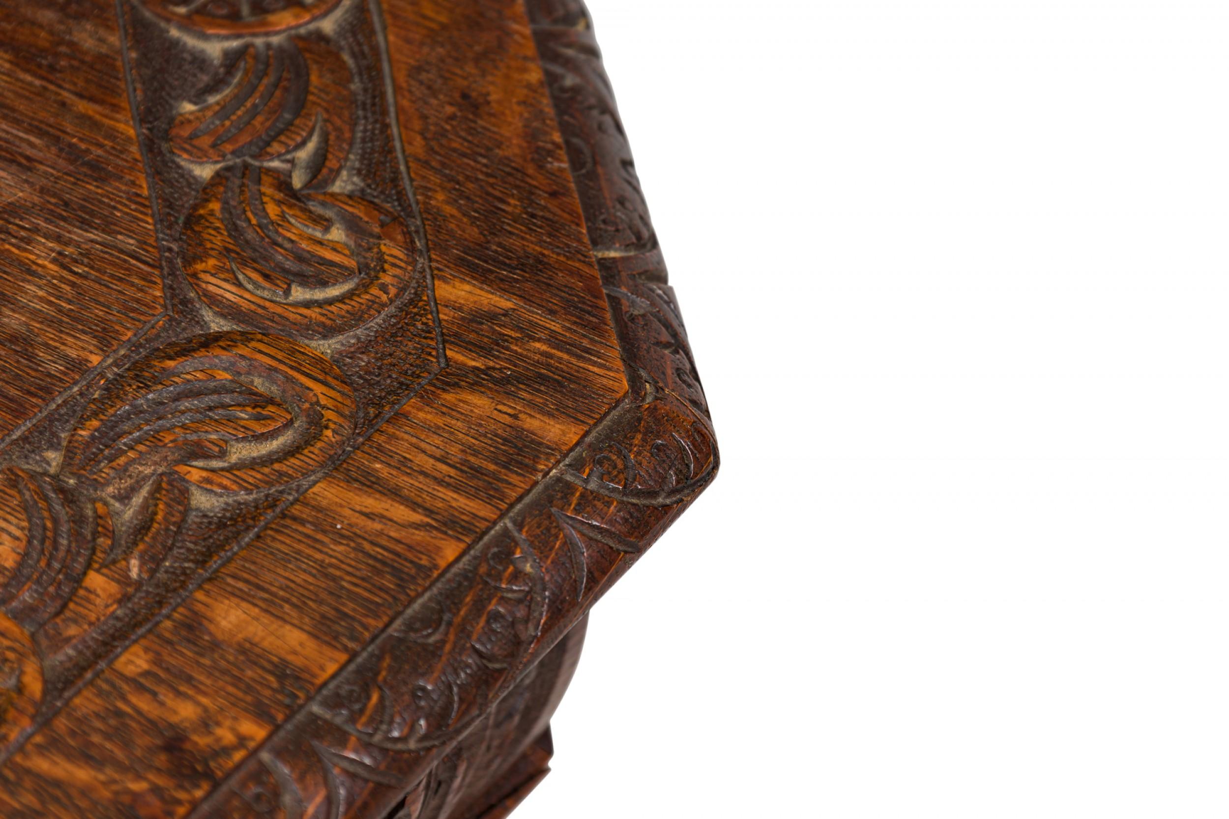 English Jacobean-Style Carved Spiral Turned Leg Octagonal Occasional/Side Table For Sale 2