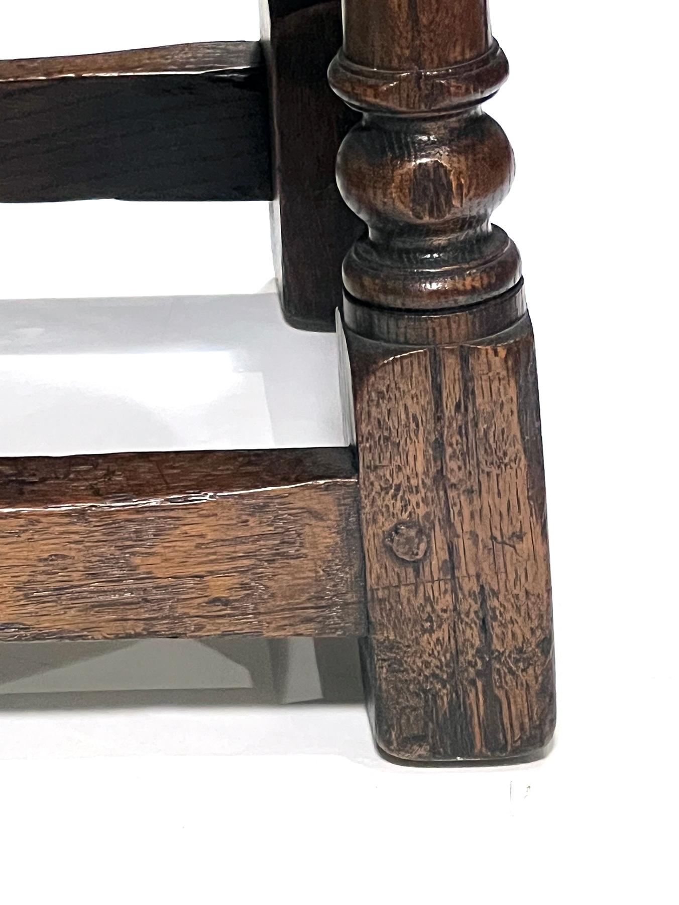 Early 20th Century English Jacobean Style Circular Carved Oak Side Table/Joint Stool For Sale