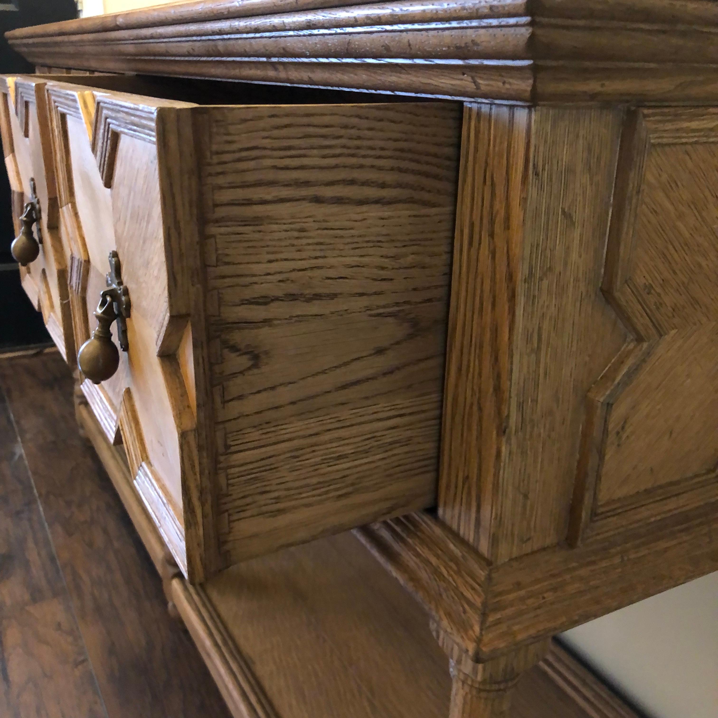 English Jacobean Style Limed Oak Sideboard / Buffet / Console 2