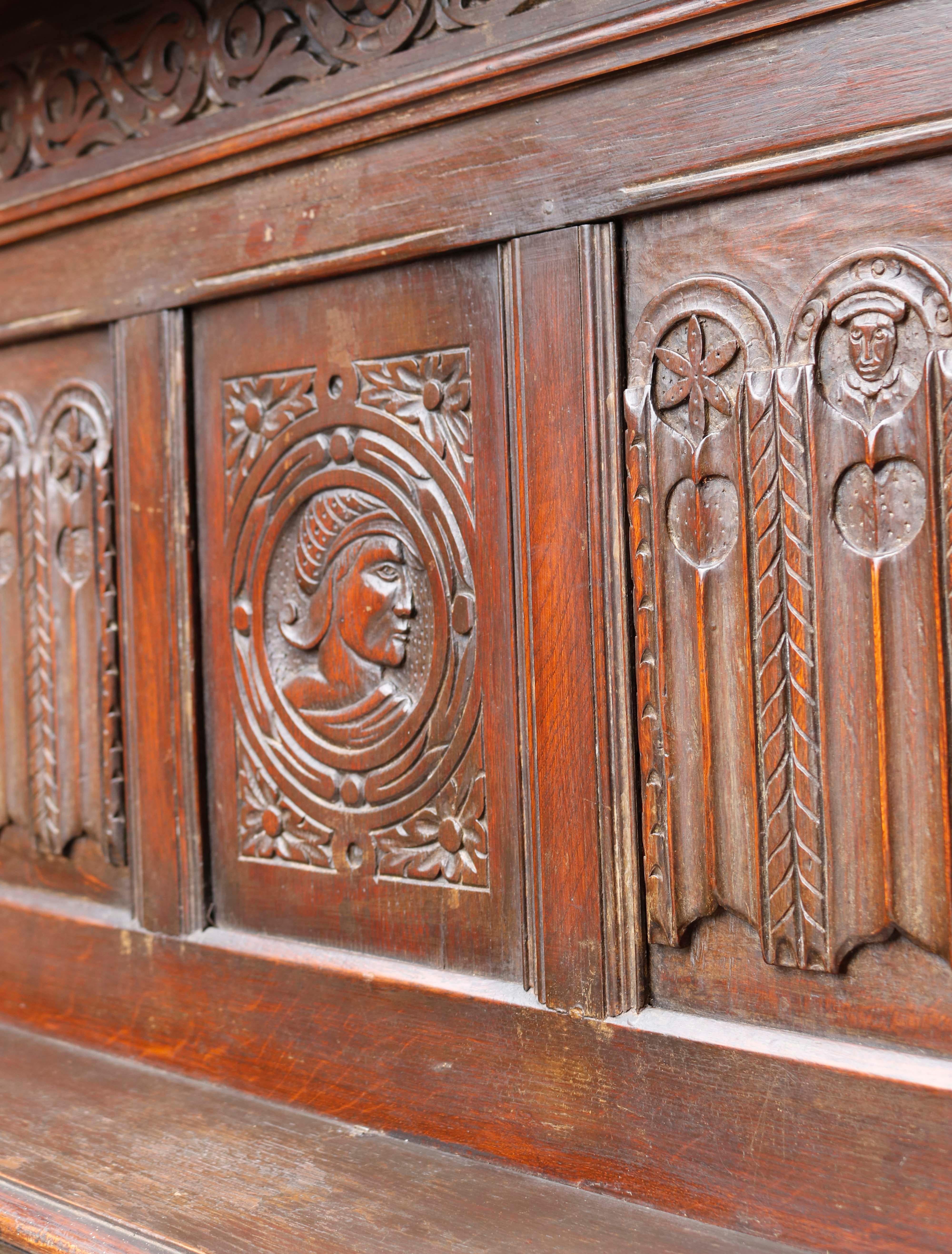 English Jacobean Style Oak Fireplace Surround In Good Condition For Sale In Wormelow, Herefordshire