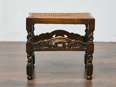 English Jacobean Style Seat Bench with Carved Apron, circa 1900