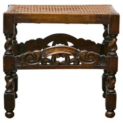 English Jacobean Style Seat Bench with Carved Apron, circa 1900