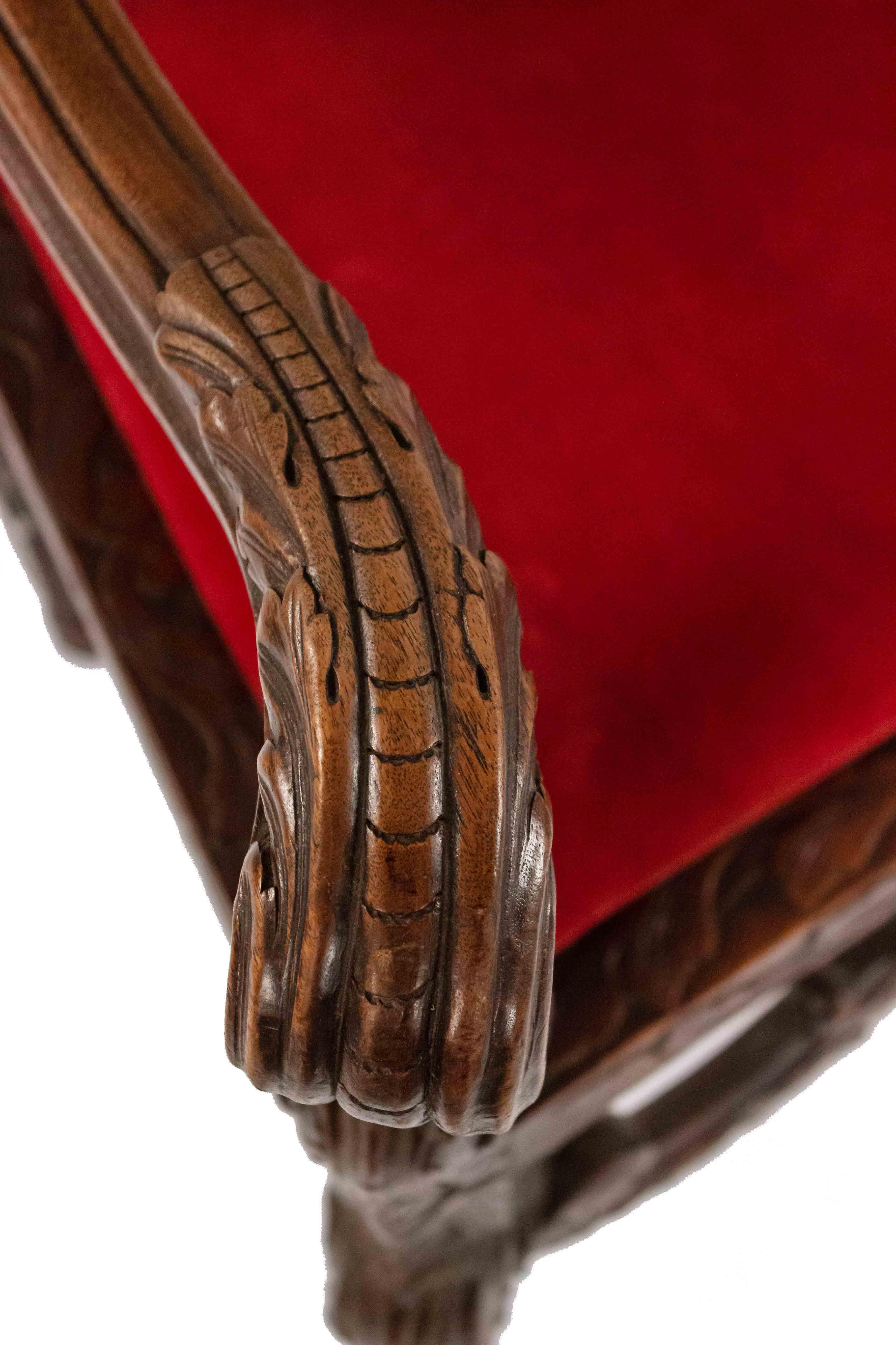 Cane English Jacobean Walnut Armchairs