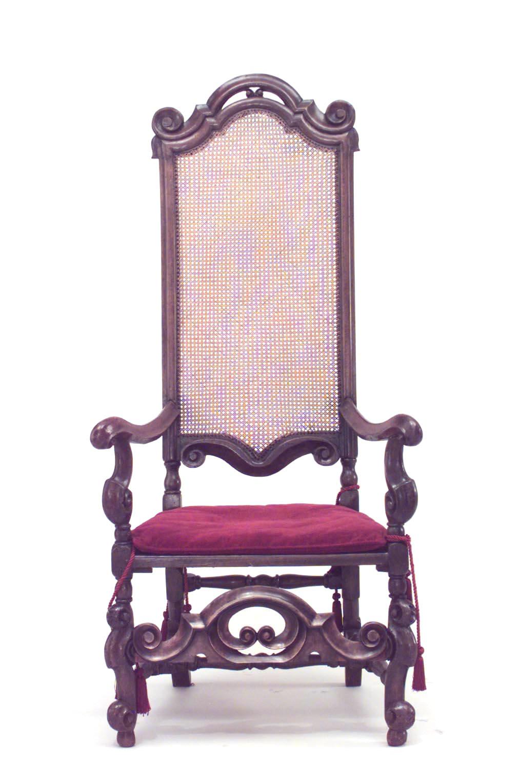 English Jacobean Walnut Cane Seat In Good Condition For Sale In New York, NY