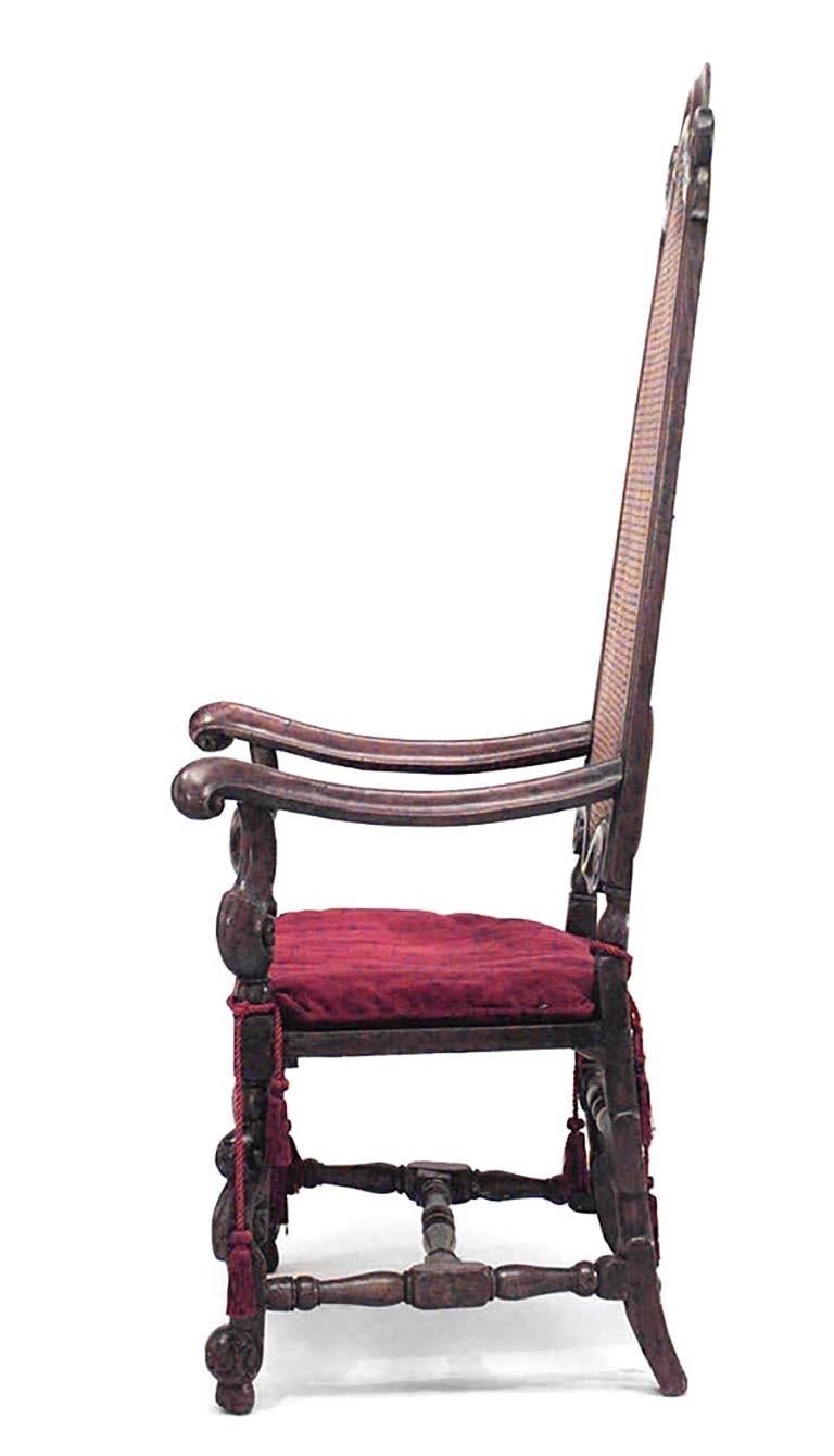 18th Century and Earlier English Jacobean Walnut Cane Seat For Sale