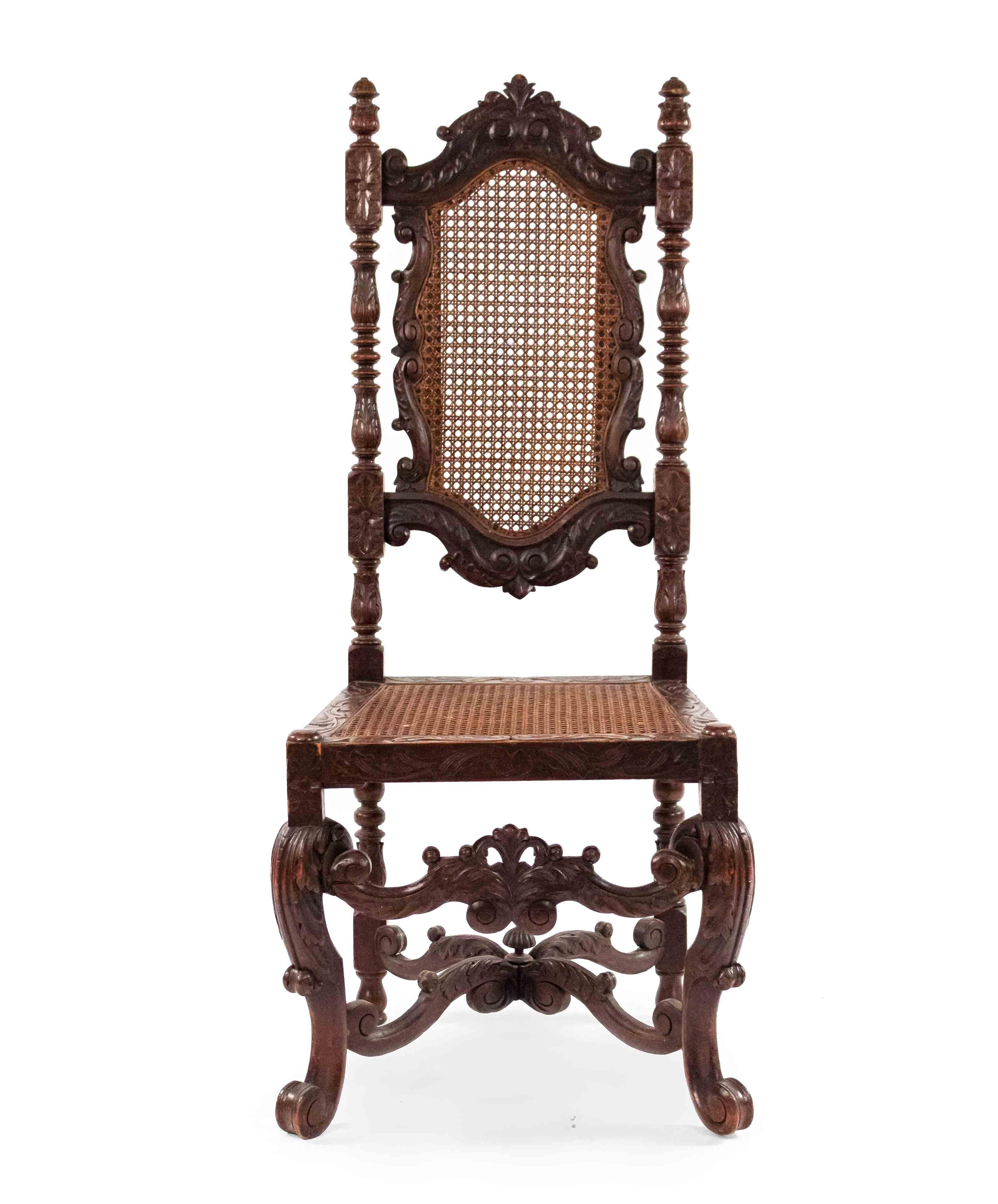 English Jacobean Walnut Side Chairs For Sale 1