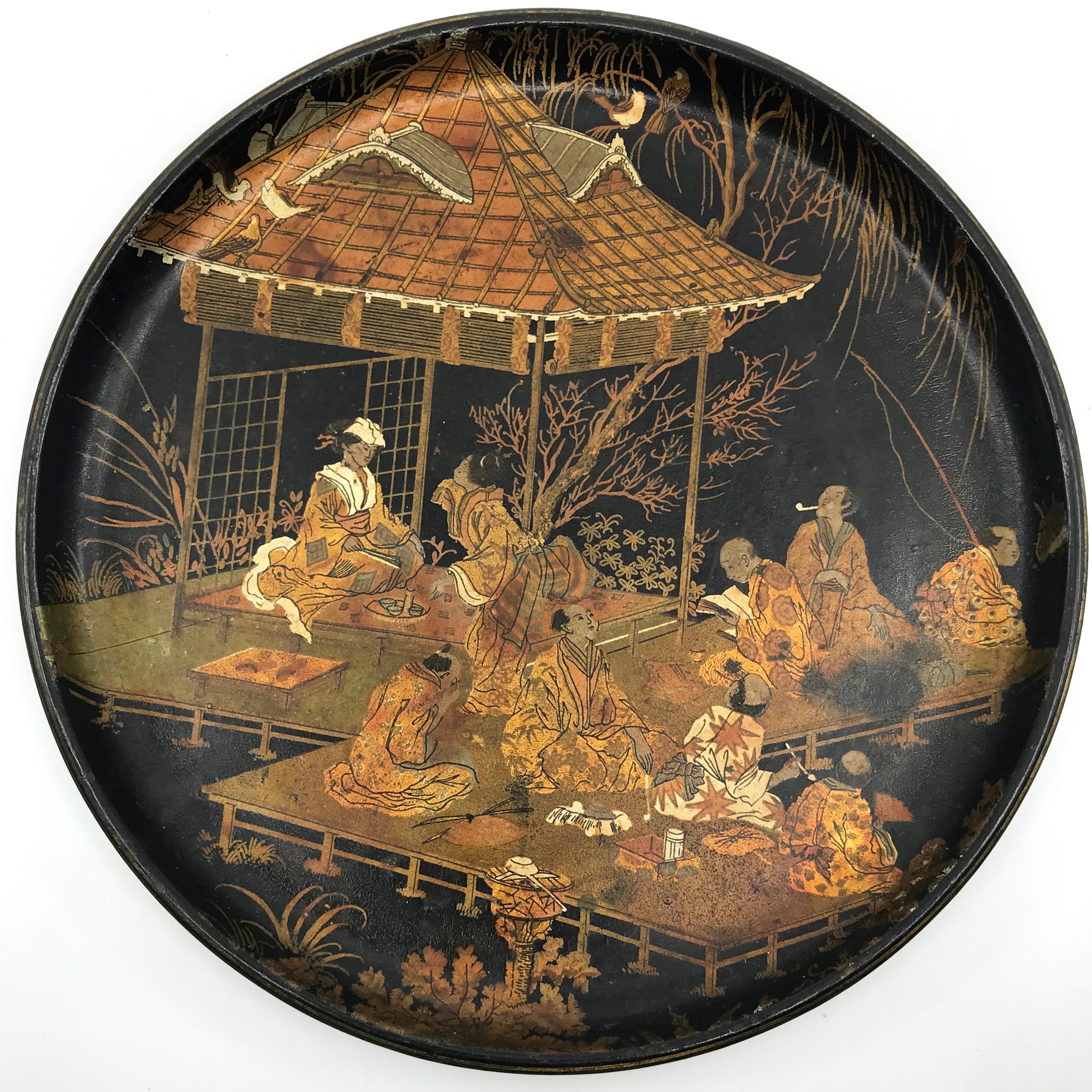 Bandeja redonda japonizada inglesa Anglojaponés en venta