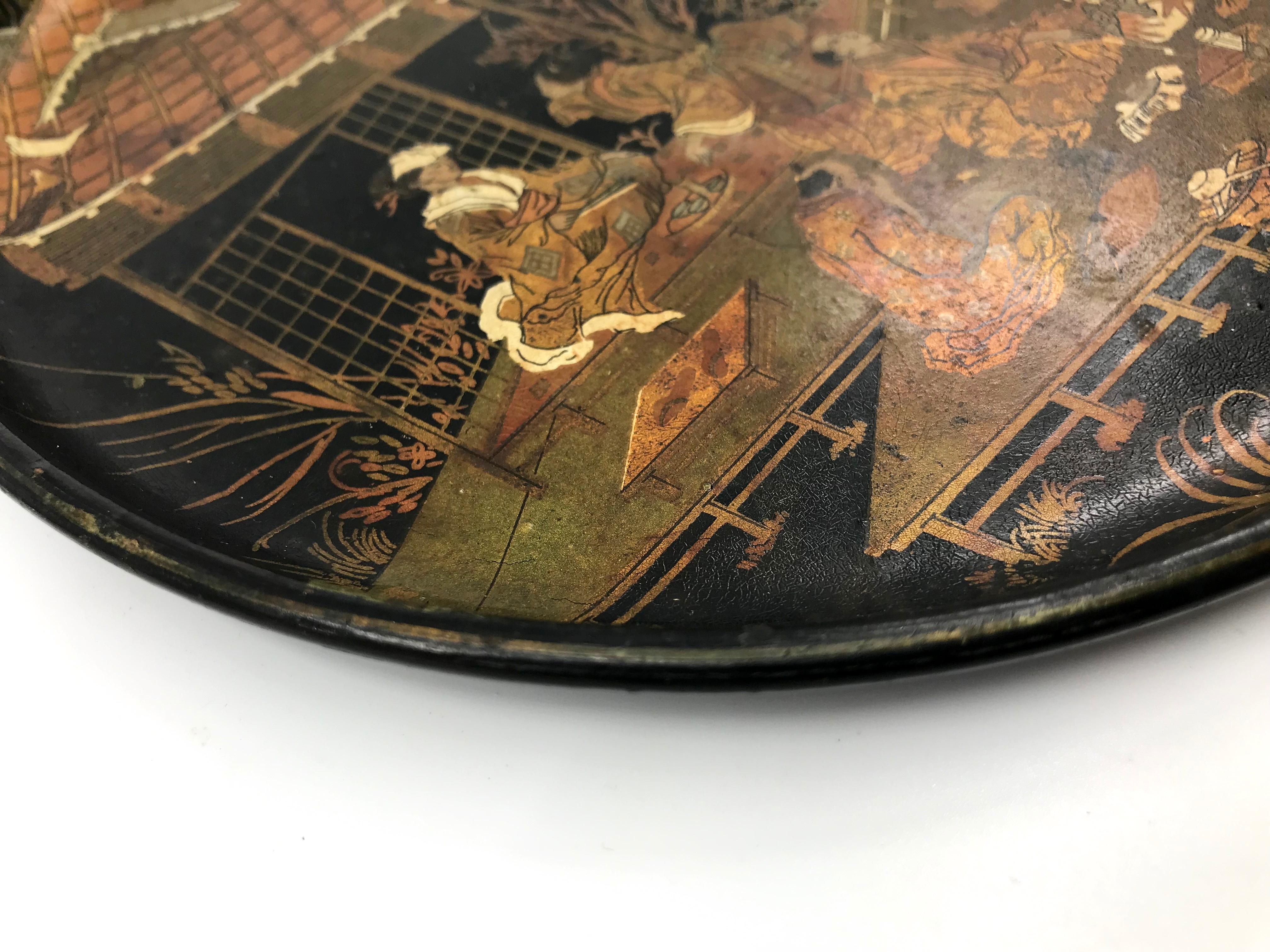 Bandeja redonda japonizada inglesa Hecho a mano en venta