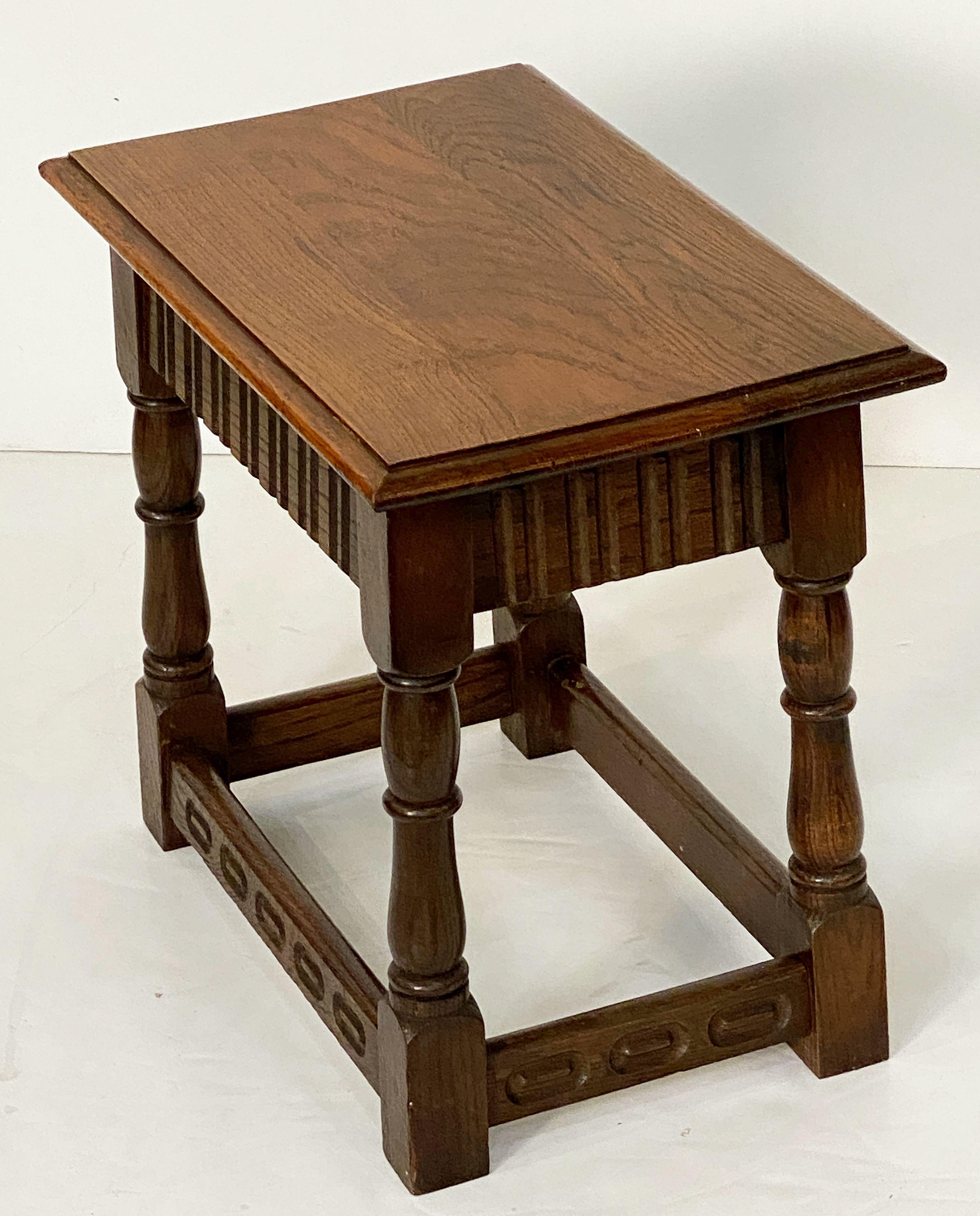 English Joint Stool of Oak with Rectangular Seat and Turned Legs 6