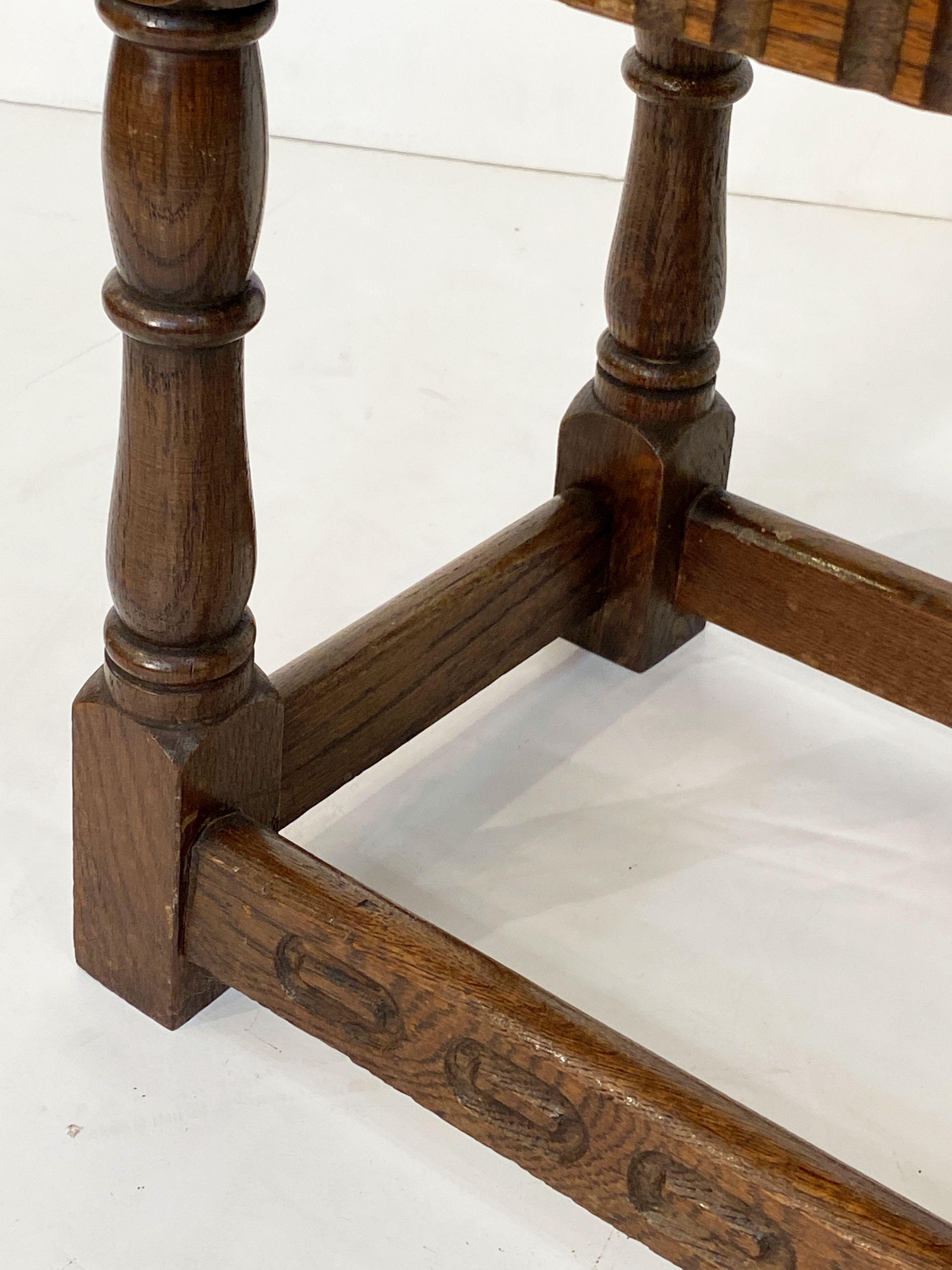 English Joint Stool of Oak with Rectangular Seat and Turned Legs 8