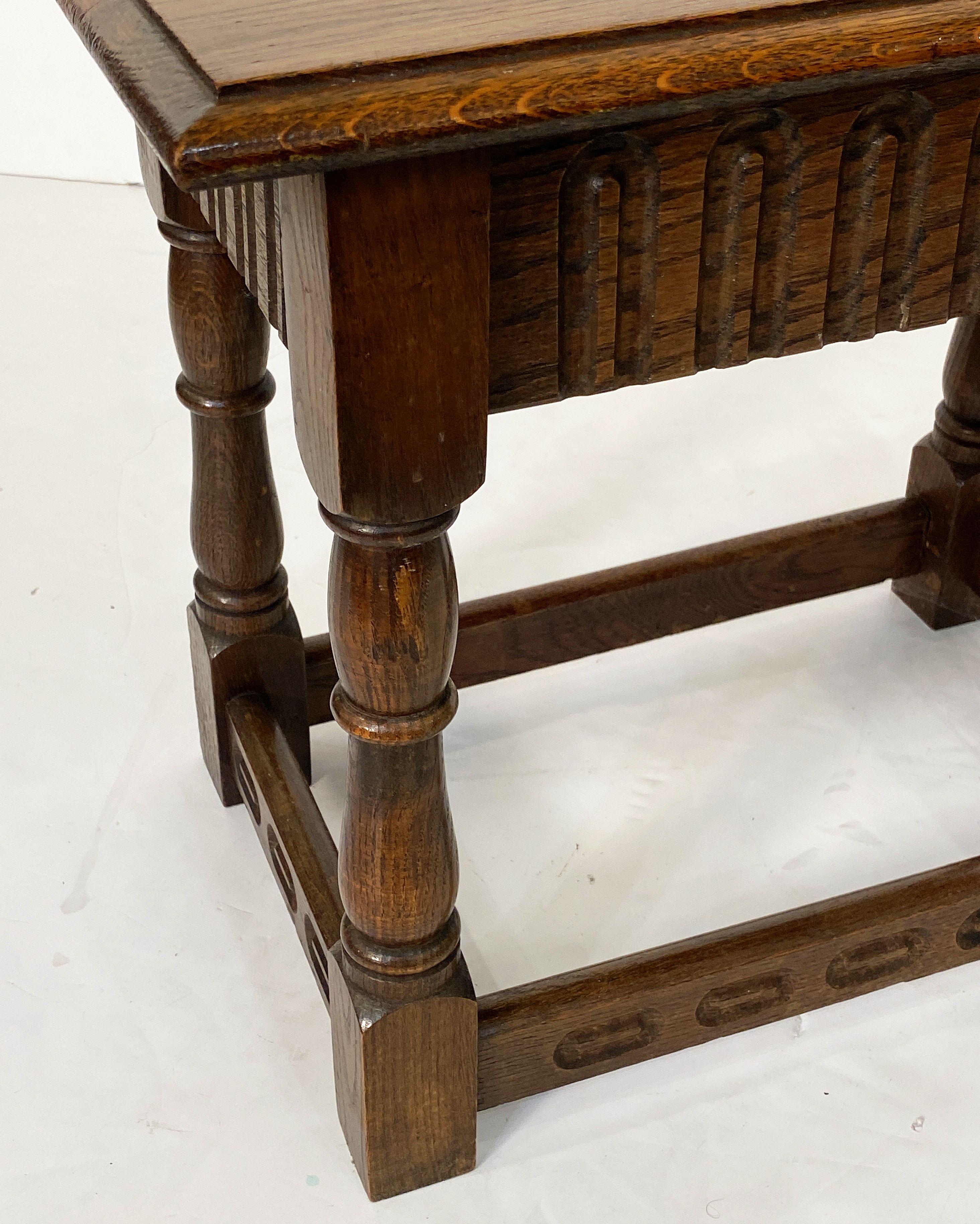 English Joint Stool of Oak with Rectangular Seat and Turned Legs 9