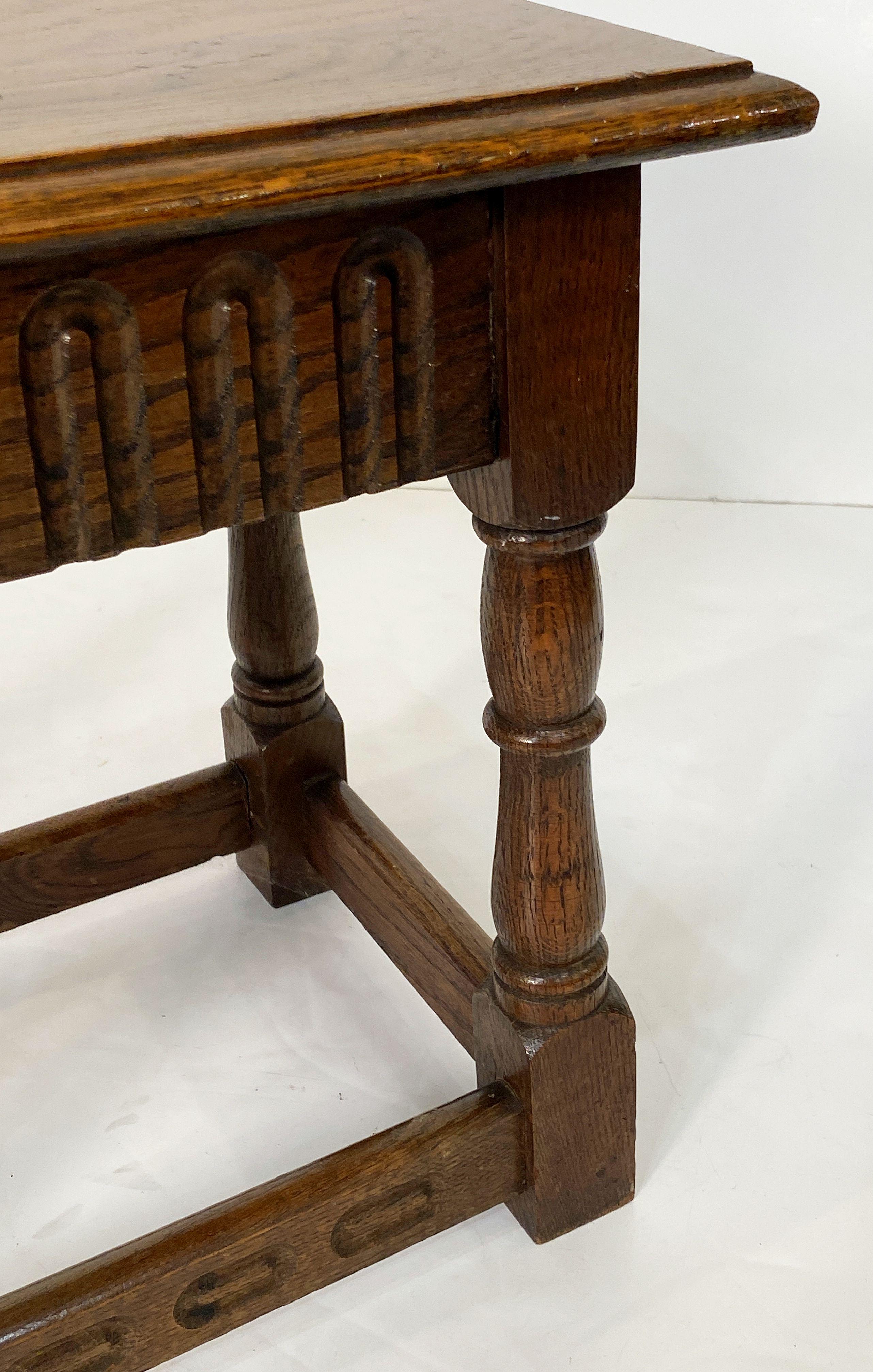 English Joint Stool of Oak with Rectangular Seat and Turned Legs 10