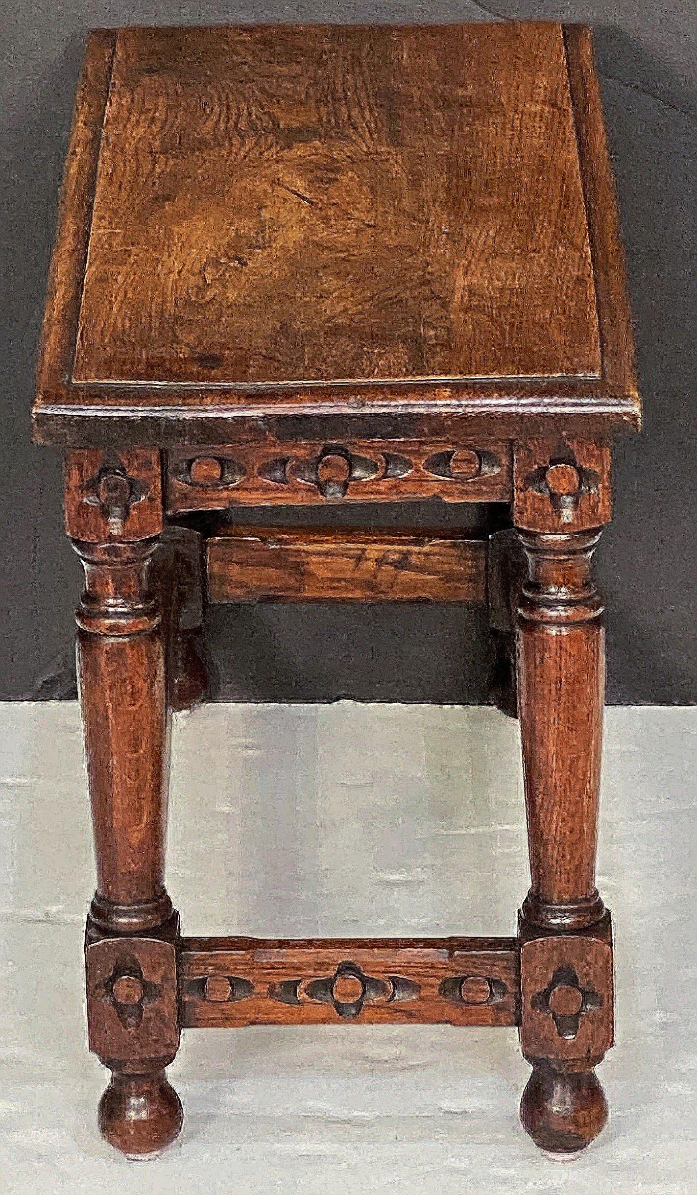 English Joint Stool of Oak with Rectangular Seat and Turned Legs 2