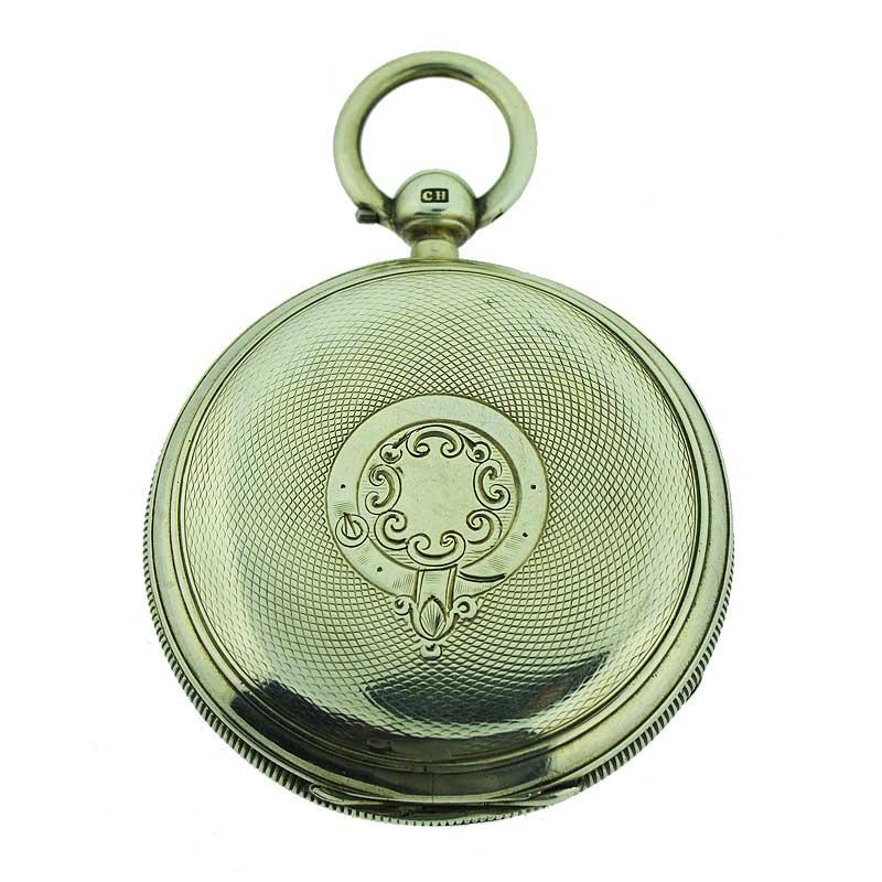 English Keywind Lever Escapement Silver Open Face Pocket Watch, circa 1880s In Excellent Condition In Long Beach, CA