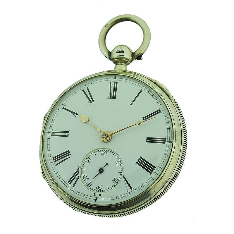 English Keywind Lever Escapement Silver Open Face Pocket Watch, circa 1880s