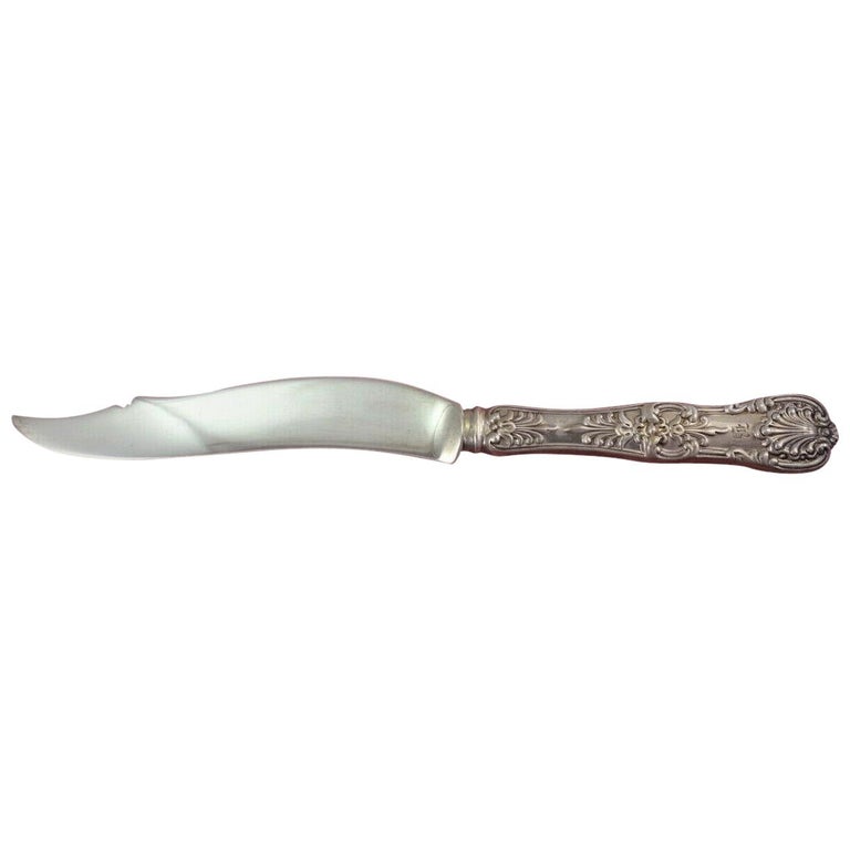 English King, Tiffany and Co Sterling Silver Fish Knife HH AS Narrow with Notch For Sale at 1stDibs