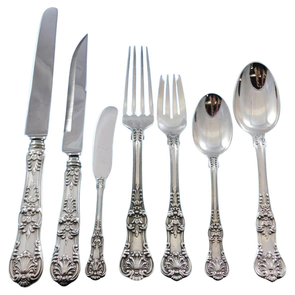 English King by Tiffany and Co Sterling Silver Flatware Set 344 Pcs Dinner