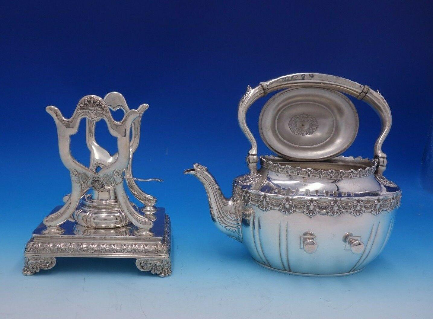 19th Century English King by Tiffany and Co Sterling Silver Kettle on Stand #10053 (#4908) For Sale