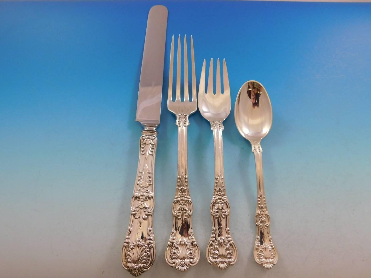 English King by Tiffany & Co. Sterling Silver Dinner Flatware Set 72 Pc C Mono In Excellent Condition In Big Bend, WI