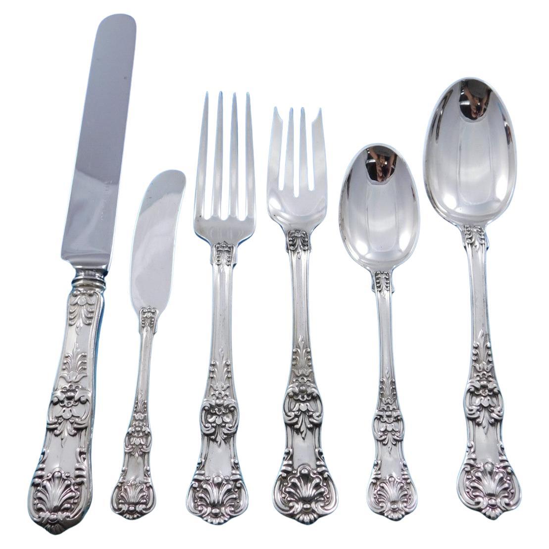 English King by Tiffany & Co Sterling Silver Flatware Set 12 Service 77 pieces