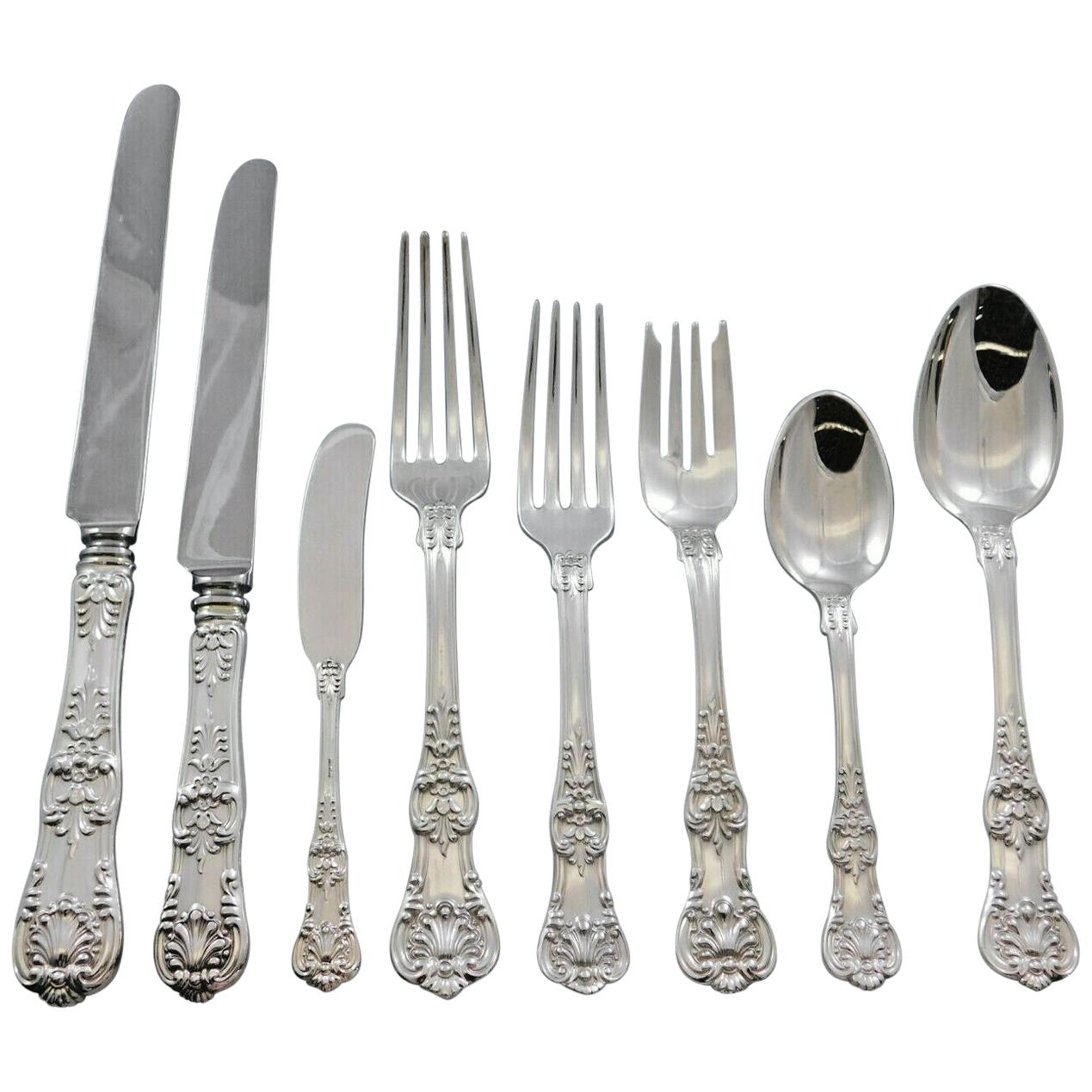 English King by Tiffany & Co Sterling Silver Flatware Set Service 101 Pcs Dinner