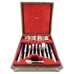 Vintage English King by Tiffany & Co Sterling Silver Flatware Set Service 101 Pcs Dinner