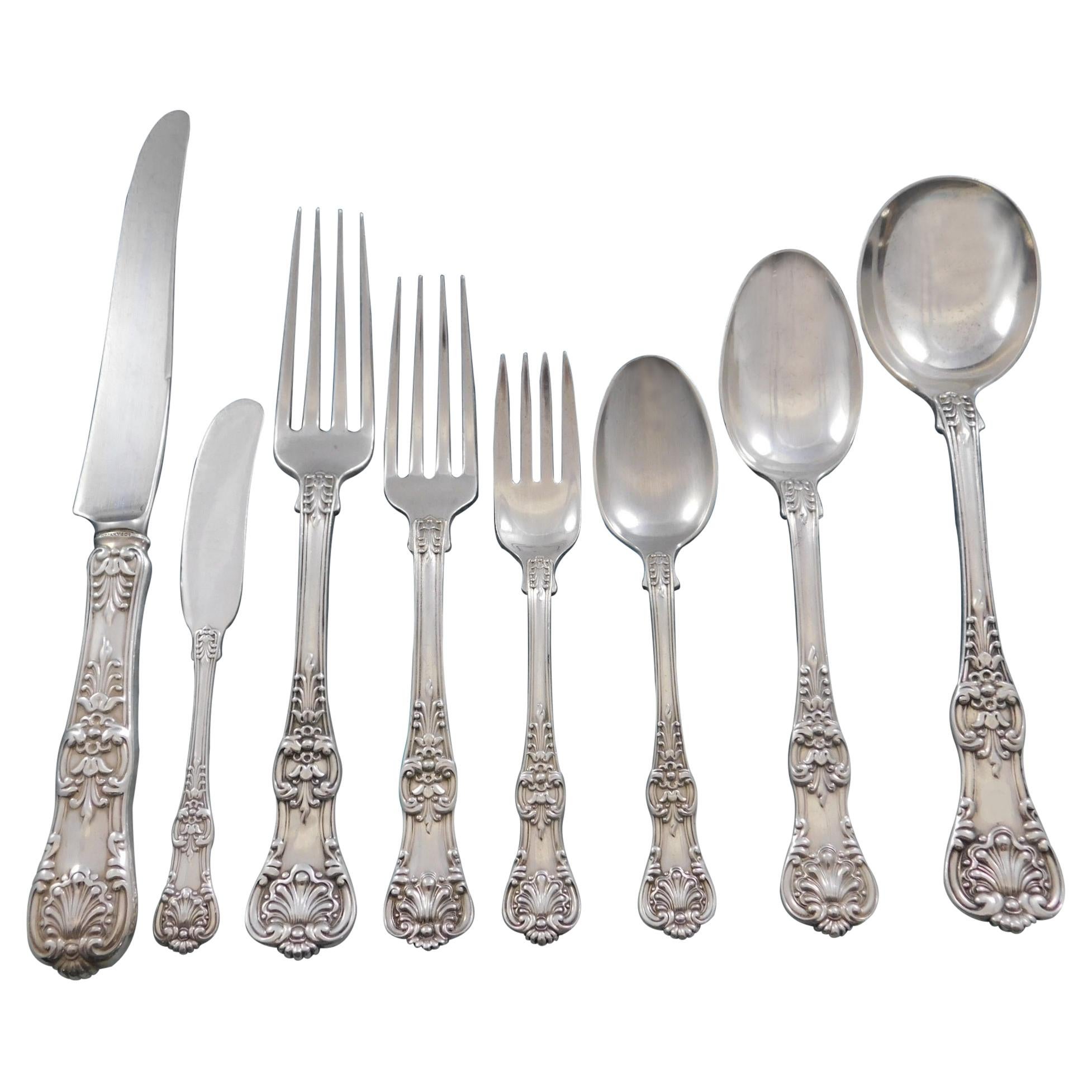 English King by Tiffany & Co Sterling Silver Flatware Set Service 106 Pcs Dinner