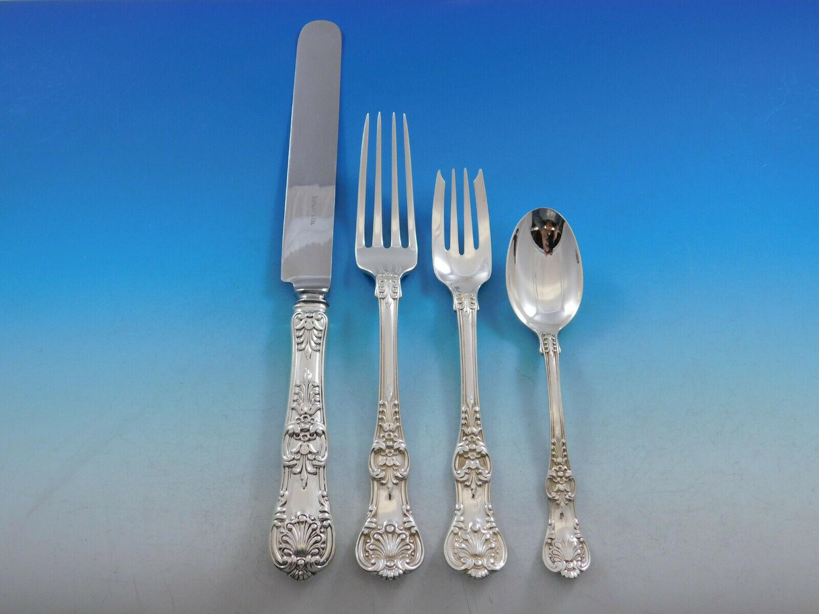 English King by Tiffany & Co. sterling silver flatware set, 51 pieces. This set includes:

8 dinner size knives, 10 1/8